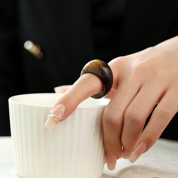 Natural stone Ring | Lapis Lazuli 💙 Black Onyx ⚫ Tiger’s Eye 🐯 | - Picture 4 of 6